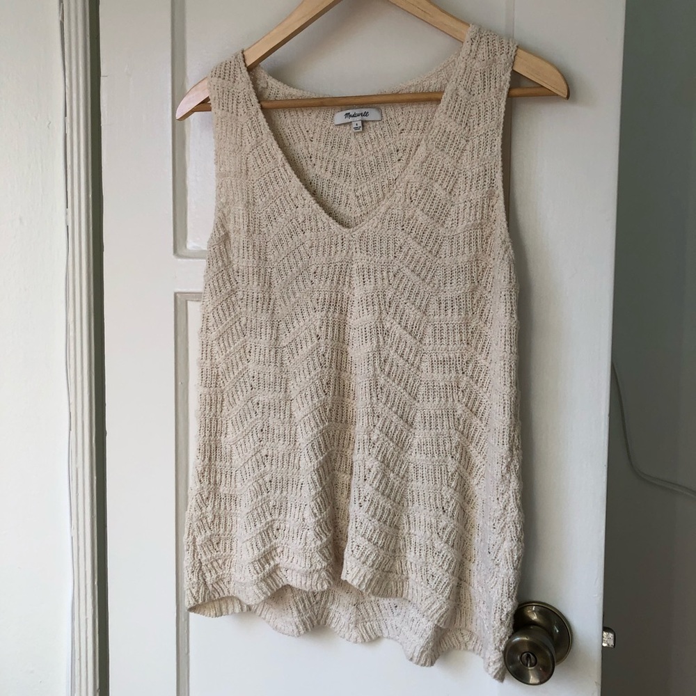 Madewell cream crocheted sweater